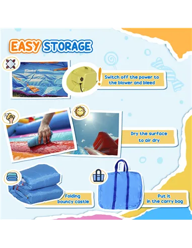 Outsunny 6 in 1 Kids Bouncy Castle, with Water Slide, Water Gun, Climbing Wall, Air Blower for Indoors/Outdoors, 3.9 x 3 x 2m