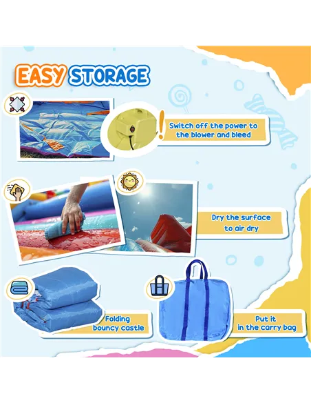 Outsunny 6 in 1 Kids Bouncy Castle, with Water Slide, Water Gun, Climbing Wall, Air Blower for Indoors/Outdoors, 3.9 x 3 x 2m