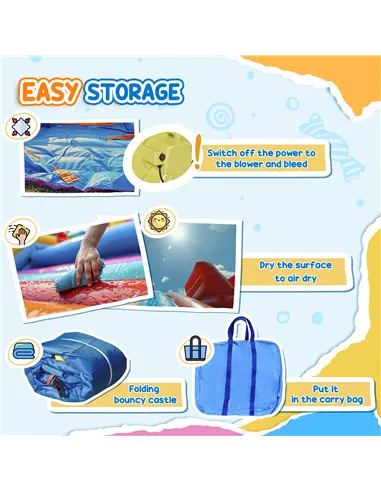 Outsunny 4 in 1 Kids Bouncy Castle Extra Large Double Slides & Trampoline Design Inflatable House Pool Climbing Wall with Blower