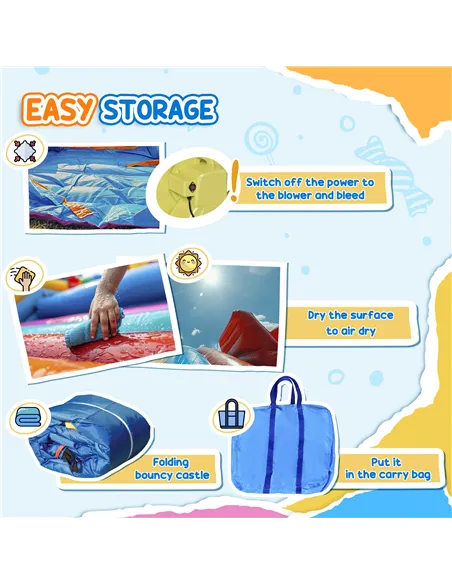 Outsunny 4 in 1 Kids Bouncy Castle Extra Large Double Slides & Trampoline Design Inflatable House Pool Climbing Wall with Blower