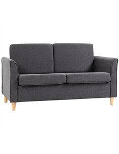 HOMCOM Compact Loveseat Sofa, Modern 2 Seater Sofa for Living Room with Wood Legs and Armrests, Dark Grey