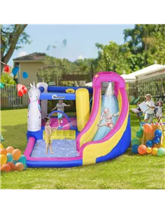 Outsunny 5 in 1 Bouncy Castle, with Blower, for Ages 3-8 Years - Multicoloured 2