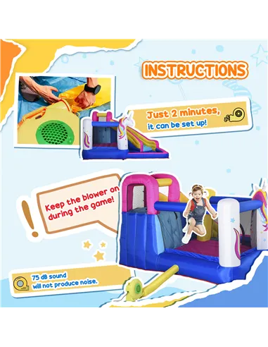 Outsunny 5 in 1 Bouncy Castle, with Blower, for Ages 3-8 Years - Multicoloured