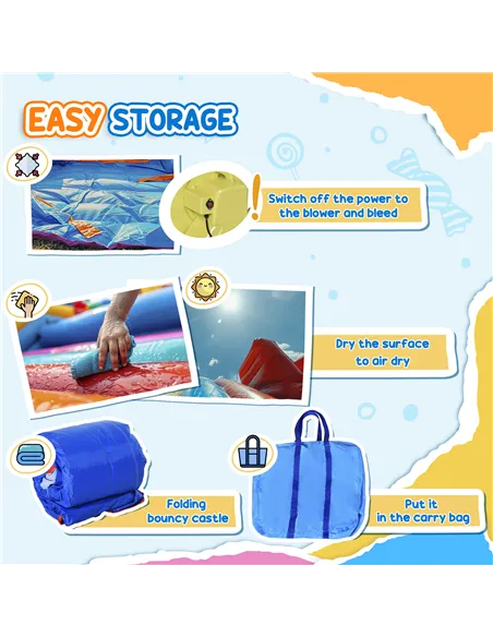 Outsunny 5 in 1 Bouncy Castle, with Blower, for Ages 3-8 Years - Multicoloured