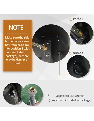 Outsunny 3+1 Burner Gas BBQ Grill, Outdoor Barbecue Trolley with Wheels, Warming Rack, Side Shelves, Cabinet, Thermometer for Ga