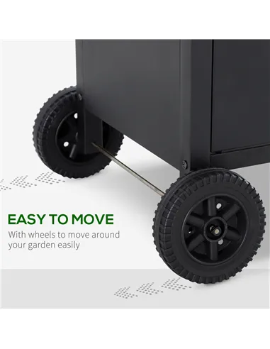 Outsunny 4+1 Burner Gas BBQ Grill, Outdoor Barbecue Trolley with Wheels, Warming Rack, Side Shelves, Cabinet, Thermometer for Ga