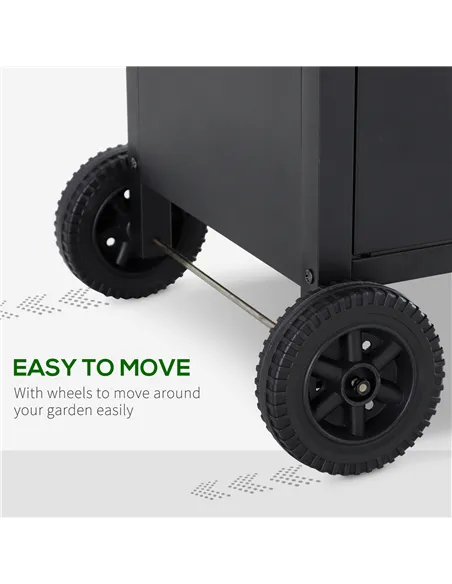 Outsunny 4+1 Burner Gas BBQ Grill, Outdoor Barbecue Trolley with Wheels, Warming Rack, Side Shelves, Cabinet, Thermometer for Ga