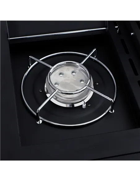 Outsunny 4+1 Burner Gas BBQ Grill, Outdoor Barbecue Trolley with Wheels, Warming Rack, Side Shelves, Cabinet, Thermometer for Ga