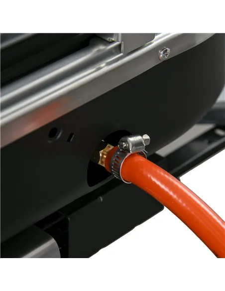 Outsunny Foldable Gas BBQ Grill 2 Burner Table Top Barbecue with Lid Piezo Ignition Thermometer for Camping Picnic Cooking, Alum