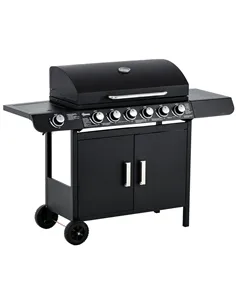 Outsunny Seven Burner Gas Grill, with Integrated Thermometer and Storage