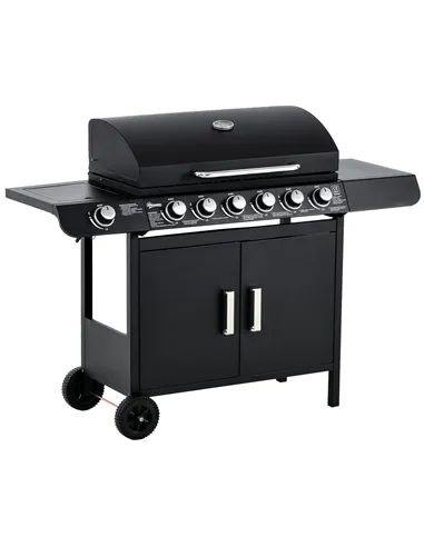Outsunny Seven Burner Gas Grill, with Integrated Thermometer and Storage