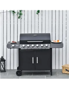 Outsunny Seven Burner Gas Grill, with Integrated Thermometer and Storage 2