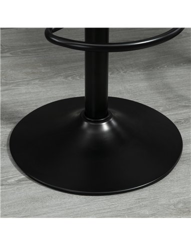 HOMCOM Bar Stool Set of 2 Microfiber Cloth Adjustable Height Armless Chairs with Swivel Seat, Grey