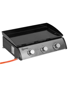 Outsunny Gas Plancha Grill with 3 Stainless Steel Burner, 9kW, Portable Tabletop Gas BBQ with Non-Stick Griddle for Camping Picn