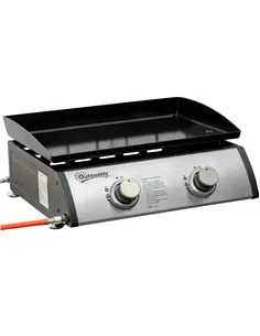 Outsunny Gas Plancha Grill with 2 Stainless Steel Burner, 6kW, Portable Tabletop Gas BBQ with Non-Stick Griddle for Camping Picn