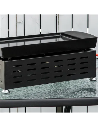 Outsunny Gas Plancha Grill with 2 Stainless Steel Burner, 6kW, Portable Tabletop Gas BBQ with Non-Stick Griddle for Camping Picn