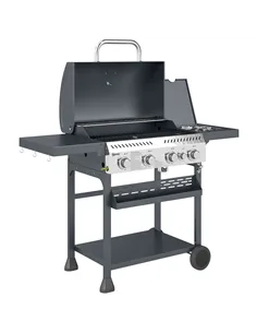 Outsunny Five-Burner Steel Gas Grill, with Thermometer - Black