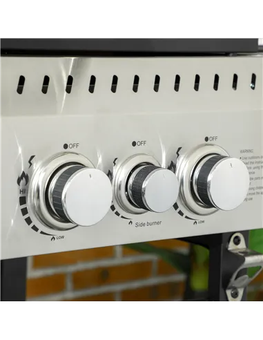 Outsunny Five-Burner Steel Gas Grill, with Thermometer - Black