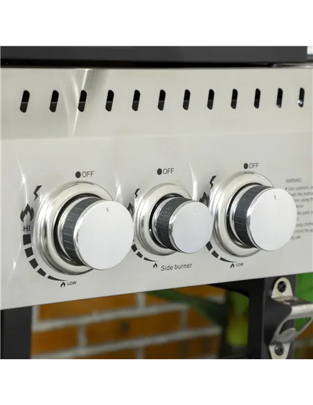 Outsunny Five-Burner Steel Gas Grill, with Thermometer - Black