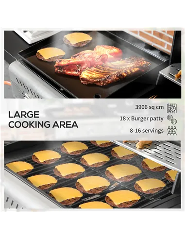 Outsunny 12kW Deluxe Duo Gas BBQ, with Grill, Plancha and Side Burner - Black