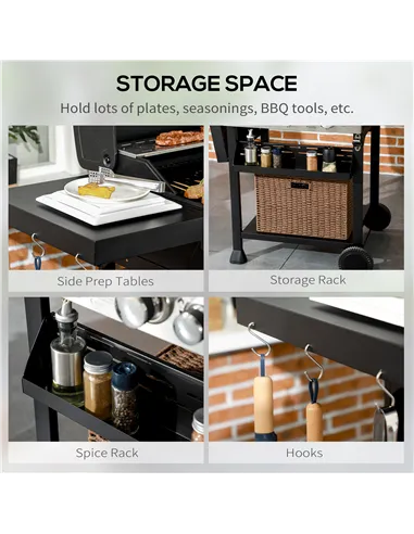 Outsunny Four-Burner Steel Gas Grill, with Thermometer - Black