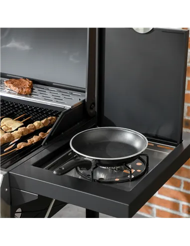 Outsunny Four-Burner Steel Gas Grill, with Thermometer - Black