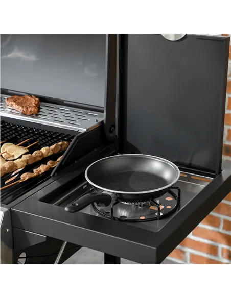 Outsunny Four-Burner Steel Gas Grill, with Thermometer - Black