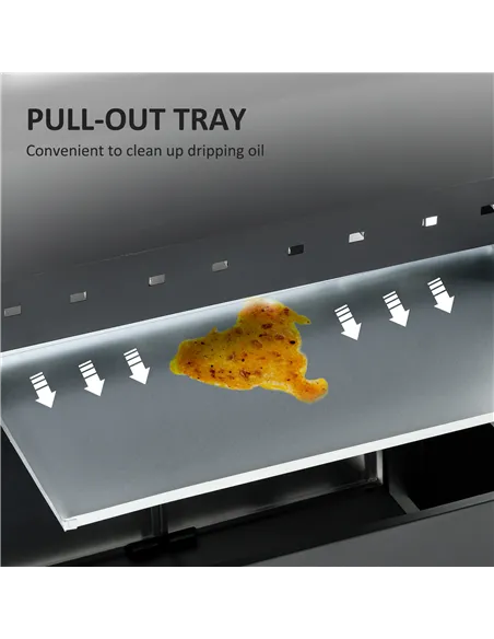 Outsunny Gas Barbecue Grill 3+1 Burner Garden Smoker BBQ Trolley w/ Side Burner Warming Rack Side Shelves Storage Cabinet Piezo 