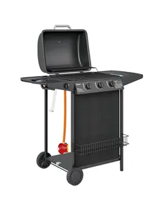 Outsunny Four Burner Gas Grill BBQ - Black