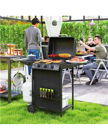 Outsunny Four Burner Gas Grill BBQ - Black