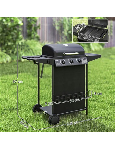 Outsunny Four Burner Gas Grill BBQ - Black