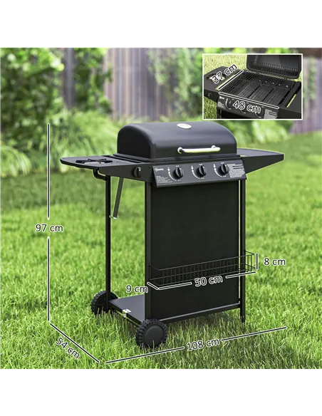 Outsunny Four Burner Gas Grill BBQ - Black