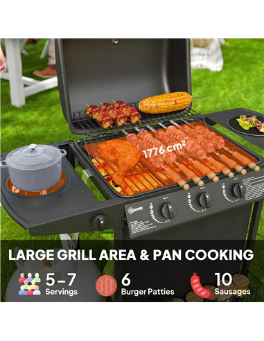 Outsunny Four Burner Gas Grill BBQ - Black