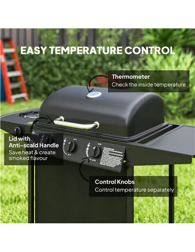 Outsunny Four Burner Gas Grill BBQ - Black
