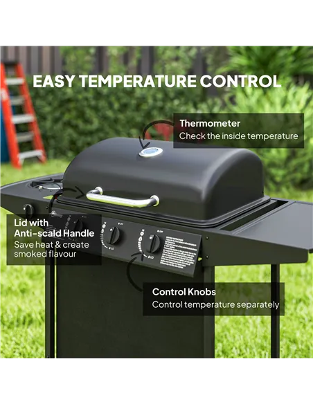 Outsunny Four Burner Gas Grill BBQ - Black
