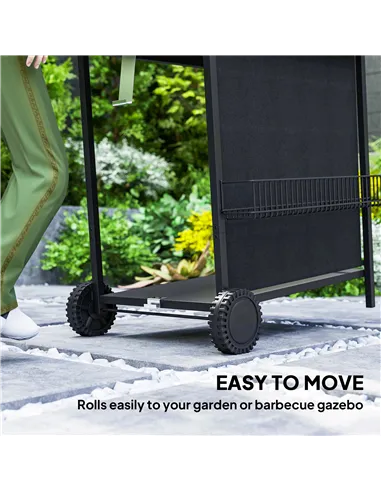 Outsunny 4+1 Burner Gas BBQ Grill, Portable Gas Barbecue Grill with Built-in Thermometer, Lid, Side Table, Shelf, Spice Rack, Wh