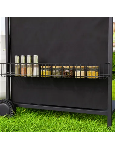 Outsunny 4+1 Burner Gas BBQ Grill, Portable Gas Barbecue Grill with Built-in Thermometer, Lid, Side Table, Shelf, Spice Rack, Wh