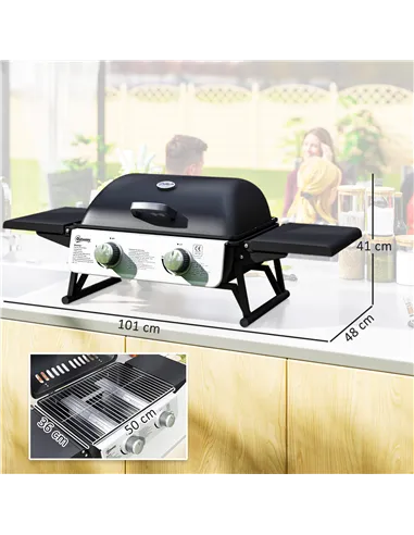 Outsunny Two-Burner Compact Gas Grill - Black