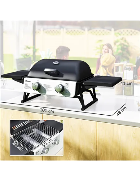 Outsunny Two-Burner Compact Gas Grill - Black