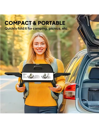 Outsunny Two-Burner Compact Gas Grill - Black