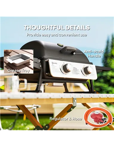 Outsunny Two-Burner Compact Gas Grill - Black