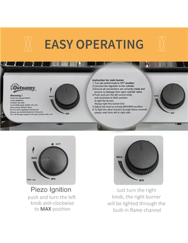 Outsunny 2 Burner Gas BBQ Trolley with Lid, 5.6 kW Gas Barbecue Grill with Wheels, Side Shelves, Grey