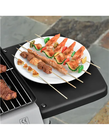 Outsunny 2 Burner Gas BBQ Trolley with Lid, 5.6 kW Gas Barbecue Grill with Wheels, Side Shelves, Grey