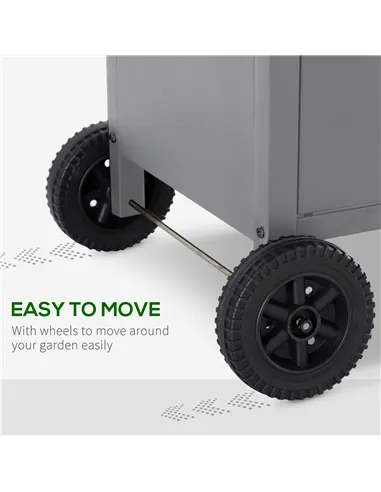 Outsunny 4+1 Burner Gas BBQ Grill, Outdoor Barbecue Trolley with Wheels, Warming Rack, Side Shelves, Cabinet, Thermometer for Ga