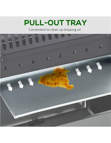 Outsunny 4+1 Burner Gas BBQ Grill, Outdoor Barbecue Trolley with Wheels, Warming Rack, Side Shelves, Cabinet, Thermometer for Ga