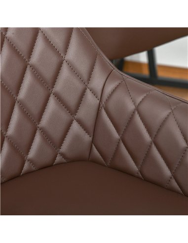 HOMCOM Set of 2 Bar stools Retro PU Leather Bar Chairs w/ Footrest Metal Frame Comfort Support Stylish Dining Seating Home Brown