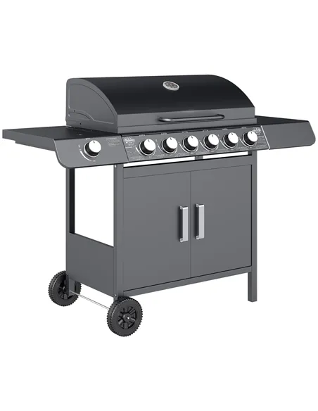 Outsunny Seven-Burner Gas BBQ Grill - Grey