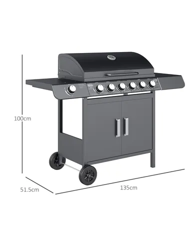 Outsunny Seven-Burner Gas BBQ Grill - Grey