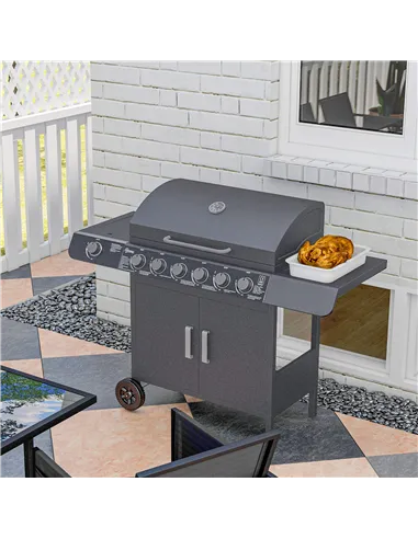 Outsunny Seven-Burner Gas BBQ Grill - Grey