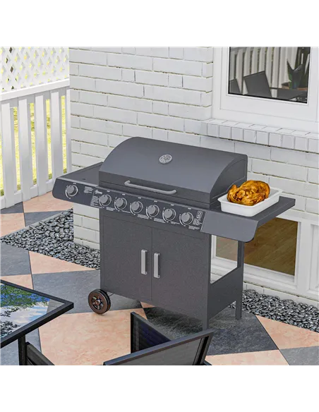 Outsunny Seven-Burner Gas BBQ Grill - Grey